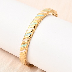 Разноцветный 304 Женские браслеты из нержавеющей стали с эмалированным покрытием и шарнирным креплением, реальный 18 k позолоченный, ионное покрытие (ip), долговечный, красочный, внутренний диаметр: 2.36x1.97 дюйм (6x5 см)