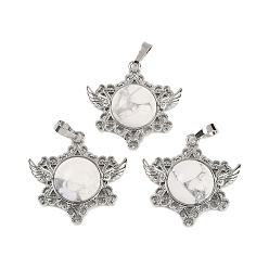 Говлит Природные подвески Говлит, с реечной обшивкой латунными выводами, платина, без кадмия и без свинца, звезда, 35x34x7.5~8 мм, отверстие : 5x8 мм