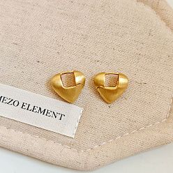 Золотой Латунь обруч серьги для женщин, сердце, золотые, 17x15 мм