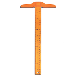 Orange Plastic Transparent Academic T-Ruler, Measuring Tool, for School & Educational Supplies, Orange, 330x149mm