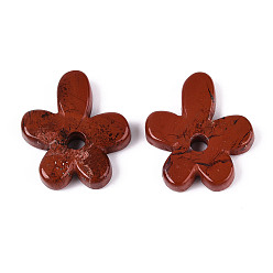 Красный Камень Природные красной яшмы подвески, , 34~35x29.5~31x6~7 мм, отверстие : 5 мм