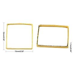 Golden Square Brass Linking Rings, Nickel Free, Golden, 15x15x1.1mm