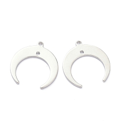 Платина Латунные 2 соединители петли, долговечный, двойной рог / полумесяц, Реальная платина, 19x18x1 мм, отверстие : 1.2 мм