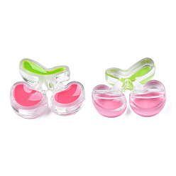 Светло-Вишневый Прозрачные бусины из акриловой эмали, вишня, светло-вишневый, 22x27.5x8 мм, отверстие : 3.5 мм