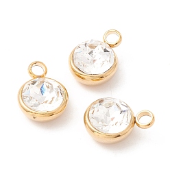 Белый Ионное покрытие (ip) 304 нержавеющая сталь с k9 стеклом, реальный 18 k позолоченный, белые, 13.5x10x6.5 мм, отверстие : 2.5 мм