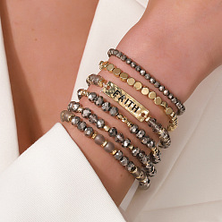 Золотистый 6 шт. 6 стили комплекты браслетов из сплава и смолы в богемном стиле с синтетическим кварцевым кристаллом, рондель, золотые, 6-3/4 дюйм (17 см), 1 шт / стиль