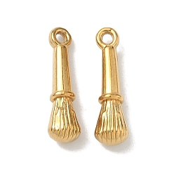 Настоящее золото 18K 304 подвески из нержавеющей стали, брелок в виде каллиграфической кисти-ручки, ионное покрытие (ip), реальный 18 k позолоченный, 19x5x4 мм, отверстие : 1.4 мм