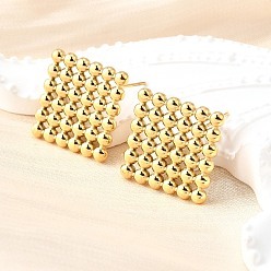 Настоящее золото 18K 304 из нержавеющей стали серьги, ромб, реальный 18 k позолоченный, 23x24 мм