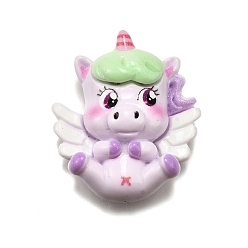 Лиловый Кабошоны из непрозрачной смолы «единорог», для изготовления ювелирных изделий, сирень, 29.5x25.5x8 мм