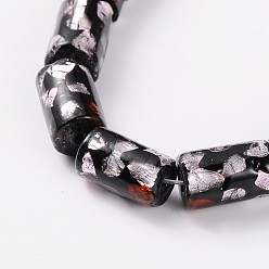 лаванда Ручной работы из золота и серебра фольга стеклянные бусины столбцов, лаванда, 13x8 мм, отверстие : 1 мм