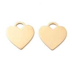 Golden Ionenbeschichtung (IP) 304 Edelstahlanhänger, Herz, golden, 26x25x1 mm, Bohrung: 5x7 mm