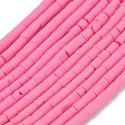 Ярко-Розовый Окрашенные синтетические бирюзовые бусы нити, колонка, ярко-розовый, 2~2.5x2~3 мм, отверстие : 0.7 мм, около 140~143 шт / нитка, 12.40''~12.60'' (31.5~32 см)