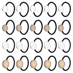 Couleur Mélangete 24pcs 4 élastiques à cheveux de style, avec réglages du plateau en fer, plat rond, couleur mixte, 3.5mm, diamètre intérieur: 41 mm, plateau : 20.5~25mm 6pcs/style
