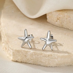 Нержавеющая Сталь Цвет 304 из нержавеющей стали серьги, морская звезда, цвет нержавеющей стали, 10.5x13.5 мм