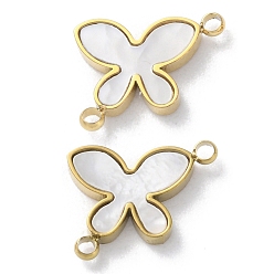 Бабочка Ионное покрытие (IP) 304 нержавеющая сталь pave белый корпус разъема подвески, полированный, реальный 18 k позолоченный, бабочка, 10x12x2 мм, отверстие : 1.2 мм