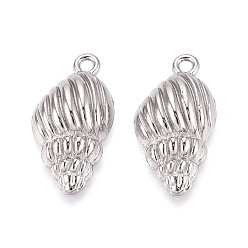 Нержавеющая Сталь Цвет 304 подвески из нержавеющей стали, очарование раковины, цвет нержавеющей стали, 25x13x6 мм, отверстие : 1.8 мм