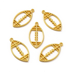 Golden Alloy Open Back Bezel Pendants, for DIY UV Resin, Epoxy Resin, Pressed Flower Jewelry, Rugby, Golden, 42x21.5x2.5mm, Hole: 2.5mm