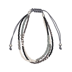 (52) Непрозрачная лаванда Многорядные браслеты из стеклянных бусин для женщин, разноцветные, внутренний диаметр: 2-3/8 дюйм (6 см)