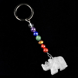 Хрусталь Брелок с кристаллами кварца, с кварцевым резонатором, аметист, ляпис, авантюрин, красный агат, красная яшма, носорог, 10 см