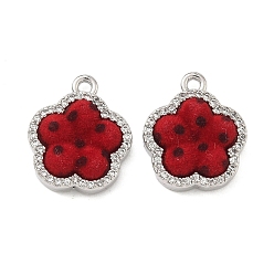 Цветок Латунные микро проложить кубического циркония подвески, со смолой и бархатом, долговечный, без кадмия и без свинца, стойки покрытие, платина, цветок, 16.5x14x4.5 мм, отверстие : 1.5 мм
