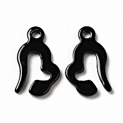 Black Spray Painted 201 Stainless Steel Charms, Black, 13x8x1mm, Hole: 1.2mm