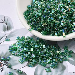 (HTL179) Transparent Green AB MIYUKI Half TILA Beads, Japanese Seed Beads, 2 Hole, (HTL179) Transparent Green AB, 5x2.3x1.9mm, Hole: 0.8mm, about 2500pcs/100g