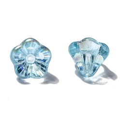 Светло-Голубой Прозрачные бусины из чешского стекла, цветок, с покрытием AB цвета, Небесно-голубой, 10x8 мм, отверстие : 2 мм, около 120 шт / упаковка
