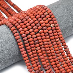 Красный Камень Натуральные красные яшмы бусы пряди, матовые, рондель, 6x4 мм, отверстие : 1 мм, около 93~96 шт / нитка, 14.57''~14.76'' (37~37.5 см)