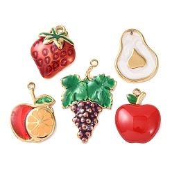 Настоящее золото 18K 5шт. 304 эмалированные подвески из нержавеющей стали, ионное покрытие (ip), фруктовые прелести, реальный 18 k позолоченный, 20~31x16~20x1.5~4 мм, отверстие : 0.8~1.8 мм