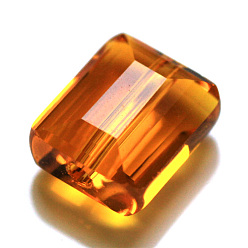 Темно-Оранжевый Имитация Австрийские кристаллические шарики, класс AAA, граненые, прямоугольные, темно-оранжевый, 10x12x5.5 мм, отверстие : 0.9~1 мм