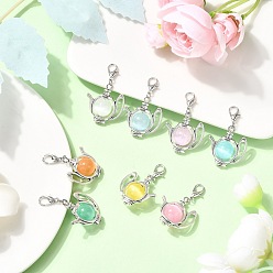 (52) Непрозрачная лаванда Подвеска для чайника из окрашенного натурального селенита и сплава, с карабин-лобстерами , для украшения сумки, разноцветные, 38 мм