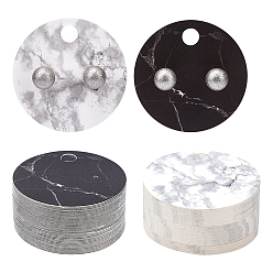 Mixed Color 400 Pcs 2 Colors Paper Jewelry Display Cards, for Hanging Earring Display, Flat Round with Marble Pattern, Mixed Color, 4cm, 200pcs/color