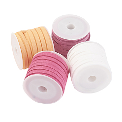 (52) Непрозрачная лаванда Шнуры из искусственной замши, искусственная замшевая кружева, разноцветные, 5x1.5 мм, около 5.46 ярдов (5 м) / рулон, 4 рулонов / набор