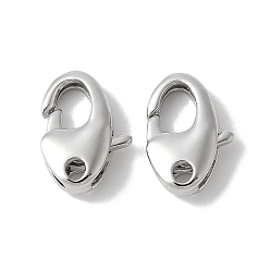 Платина Карабин-лобстеры, латунные, стойки покрытие, долговечный, без свинца и без кадмия, овальные, платина, 10.5x7.5x3 мм, отверстие : 1.2 мм