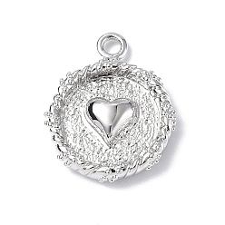 Платинированный Латунные подвески, , плоский круглый шарм с игральными картами, Реальная платина, 15.5x12.5x2.5 мм, отверстие : 1.4 мм