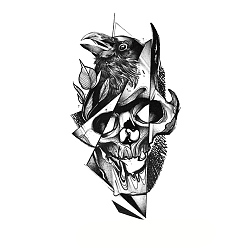 Лист Хэллоуин съемные временные татуировки бумажные наклейки, чёрные, лист, 21x11.4 см