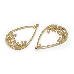 Real 18K Gold Plated Brass Links connectors, teardrop, Real 18K Gold Plated, 31.5x21x1mm, Hole: 1mm
