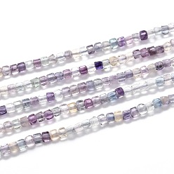 Флюорит Природного флюорита бисер нитей, граненые, кубические, 2x2x2 мм, отверстие : 0.6 мм, около 150 шт / нитка, 15.35 дюйм (39 см)