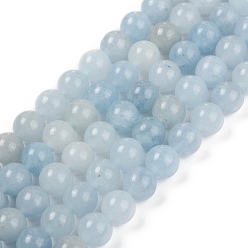 Light Blue Natural White Jade Beads Strands, Dyed, Round, Light Blue, 8.5mm, Hole: 1mm, about 47pcs/strand, 15.08''(38.3cm)