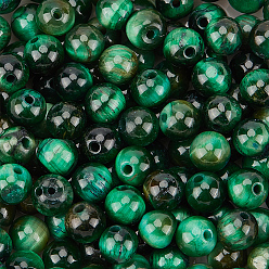 Зеленый 120шт натуральные бусины тигровый глаз, окрашенная и подогревом, круглые, зелёные, 6 мм, отверстие : 1~1.2 мм