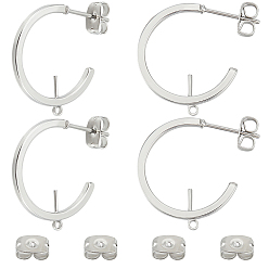 Платинированный 10 шт. латунные серьги-гвоздики с кольцами, за половину пробурено бисера, с горизонтальными петлями и фрикционными гайками 10шт., Реальная платина, 22.5x25x1.5 мм, отверстие : 0.5 мм