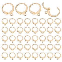 Real 24K Gold Plated 100Pcs 304 Stainless Steel Leverback Earring Findings, with Horizontal Loop, Real 24K Gold Plated, 14.5x12mm, Hole: 1.2mm, Pin: 0.8x1mm