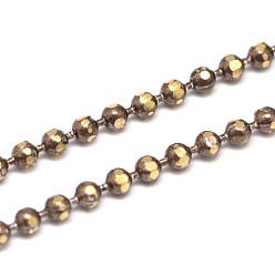Camel Electroplate Brass Ball Chains, Soldered, with Spool, Faceted, Lead Free & Nickel Free, Camel, 1.5mm, about 328.08 Feet(100m)/roll