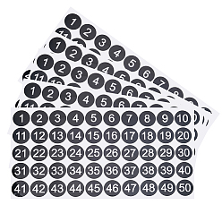 Черный Бумажные стикеры, плоский круглый с узором номера, чёрные, 260x136x0.1 мм, 10 листов / комплект