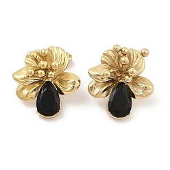 Реактивный Самолет PVD вакуумное покрытие золото 304 серьги-гвоздики из нержавеющей стали для женщин, серьги-цветы со стразами, струя, 23.5x22 мм