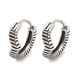 Античное Серебро 316 серьги-кольца из хирургической нержавеющей стали, паз, античное серебро, 14x3~5.5 мм