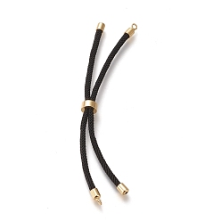 Black Nylon Twisted Cord Bracelet Making, Slider Bracelet Making, with Eco-Friendly Brass Findings, Round, Golden, Black, 8.66~9.06 inch(22~23cm), Hole: 2.8mm, Single Chain Length: about 4.33~4.53 inch(11~11.5cm)