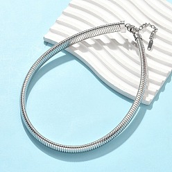 Нержавеющая Сталь Цвет 12мм 304 плоские ожерелья из нержавеющей стали в виде змейки для женщин, не тускнеет, цвет нержавеющей стали, 15.35 дюйм (39 см)
