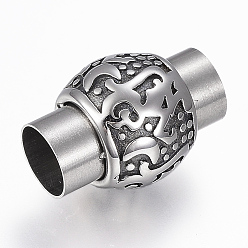 Античное Серебро 304 магнитные застежки из нержавеющей стали с клеевыми концами, колонка, античное серебро, 20.5x14 мм, отверстие : 8 мм