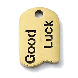 Золотой 304 прелести нержавеющей стали, лазерная резка, неправильный овал с талисманом на удачу, золотые, 14.5x9.5x1.5 мм, отверстие : 1.5 мм